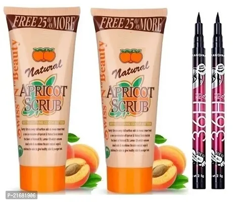 Natural Apricot Scrub With 36h Black Eyeliner Pack Of 2