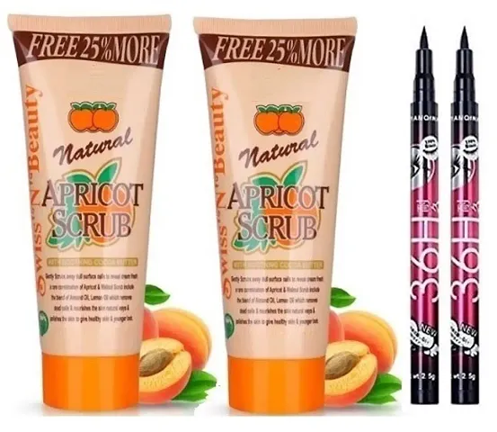 Natural Apricot Scrub With 36h Black Eyeliner Pack Of 2