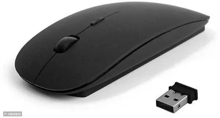 Readytech Ultra Slim Wireless Mouse with Nano Receiver for Pc Laptop Desktop and Tablet (Black)-thumb0