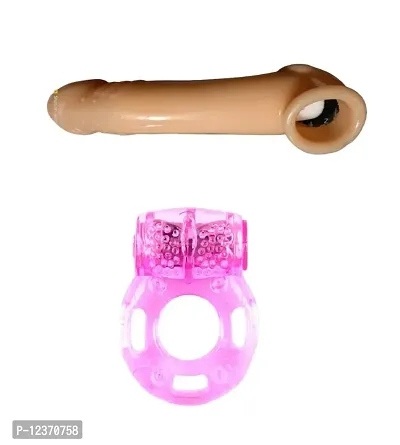 Silicon Double hole dragon condom with Vibrating ring condom for men