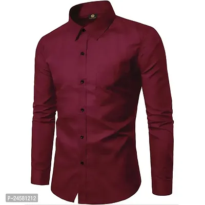 Classic Cotton Blend Solid Casual Shirt For Men