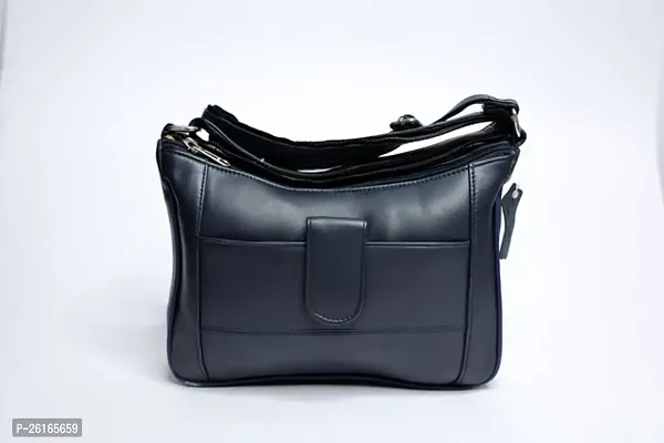 Stylish Black Artificial Leather Solid Handbags For Women