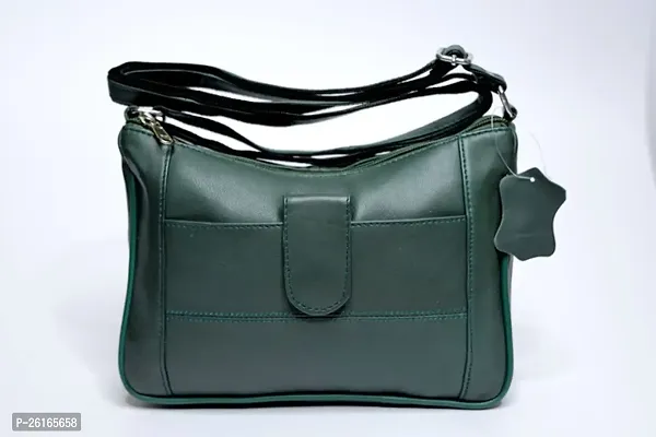Stylish Green Artificial Leather Solid Handbags For Women
