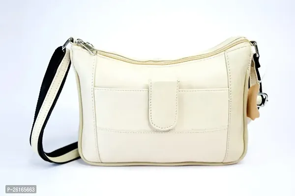 Stylish Off White Artificial Leather Solid Handbags For Women