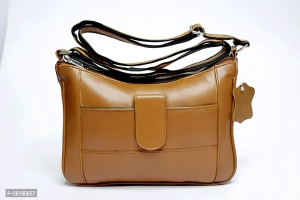 Stylish Tan Artificial Leather Solid Handbags For Women-thumb0
