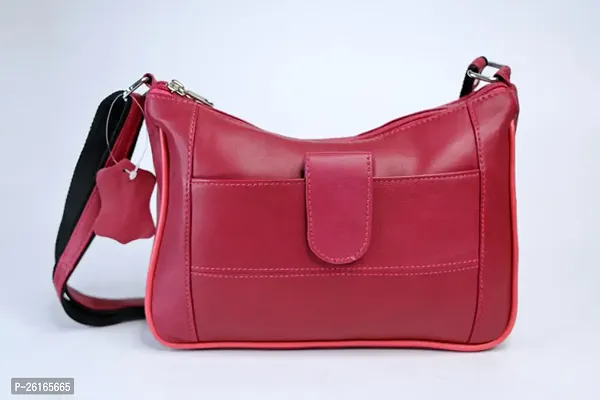 Stylish Maroon Artificial Leather Solid Handbags For Women-thumb0