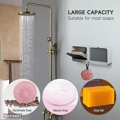 Wall Mounted Soap Box with Lid Double Grids Soap Draining Rack Bathroom Soap Holder, Multi-Color, plastic 2 box-1Pcs-thumb4