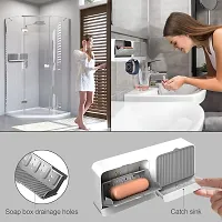 Wall Mounted Soap Box with Lid Double Grids Soap Draining Rack Bathroom Soap Holder, Multi-Color, plastic 2 box-1Pcs-thumb4