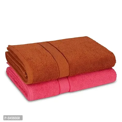 Pink  Rust Brown Cotton Bath Towel, 700 GSM, Super-Soft, Plush, 30x60 inch