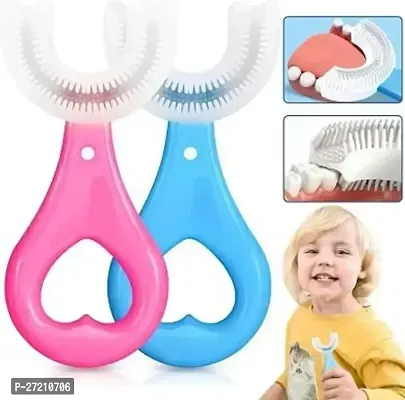 U Shaped Toothbrush for Kids Manual Whitening Toothbrush Silic-thumb0