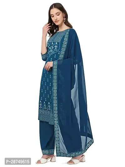 Fancy long crepe kurti with Bottom dupatta Set