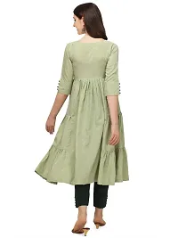 SAI Raj Women Handwork Designer Pure Viscose Anarkali Kurti with 100% Rayon pant.-thumb1