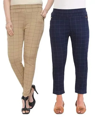 Fancy Checked jeggings Combo of 2