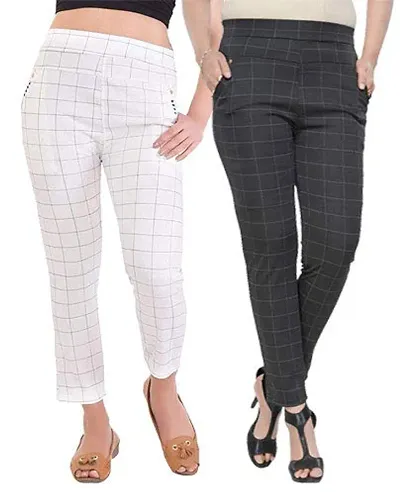 Trendy Checked Jeggings Combo of 2