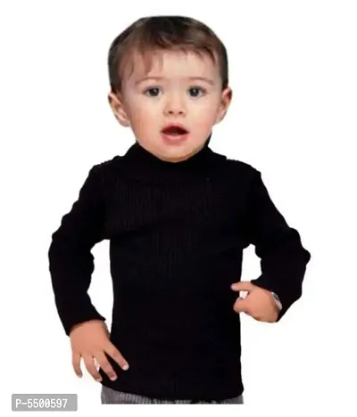Black High Neck Sweater For Kids-thumb0