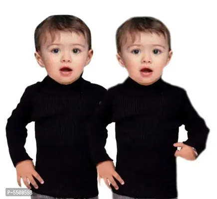 Black High Neck Sweaters Combo For Kids(Pack Of 2)