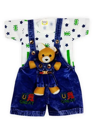 KIDEEZGUILD... Baby Boy's and Baby Girl's Cotton Dungaree Set (Multicolour,  6-9 Months) Combo Pack of 2 : Amazon.in: Clothing & Accessories