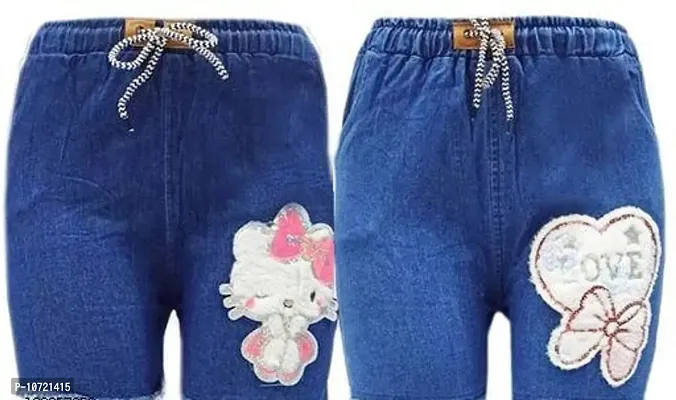 Stylish Denim Shorts For Girls Pack Of 2-thumb0