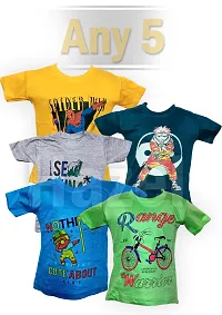 Kids Boys Cotton Multicolor Tshirts(Pack Of 5)-thumb2