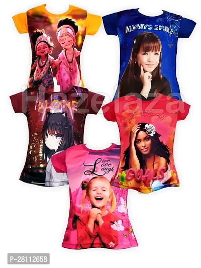 STYLIST GIRS PRINTED COMBO TSHIRTS PACK OF 5