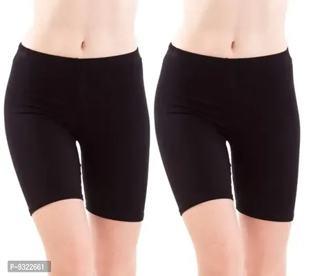 AMYDA Soft and Stretchable Cycling Yoga Cotton Lycra Casual Shorts (Pack of 2)