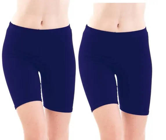 AMYDA Soft and Stretchable Cycling Yoga Cotton Lycra Casual Shorts (Pack of 2)
