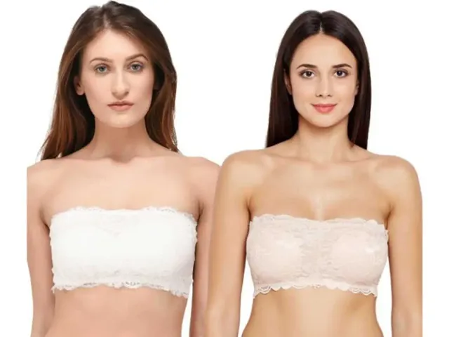 Fancy Lace Padded Tube Bra Pack Of 2