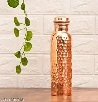 Pure Copper Bottle Lacquer Coated, 1000 ML Handmade, Hammered Design Joint Free  Leak Proof for Ayurvedic Health Benefits and Yoga Ayurveda Health Benefit  Healing - Solid Copper.-thumb3