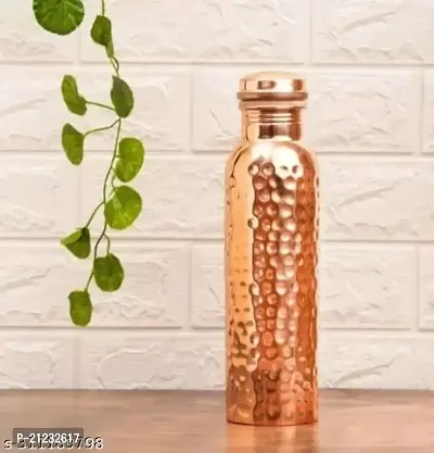 Pure Copper Bottle Lacquer Coated, 1000 ML Handmade, Hammered Design Joint Free  Leak Proof for Ayurvedic Health Benefits and Yoga Ayurveda Health Benefit  Healing - Solid Copper.-thumb4