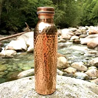 Pure Copper Bottle Lacquer Coated, 1000 ML Handmade, Hammered Design Joint Free  Leak Proof for Ayurvedic Health Benefits and Yoga Ayurveda Health Benefit  Healing - Solid Copper.-thumb1