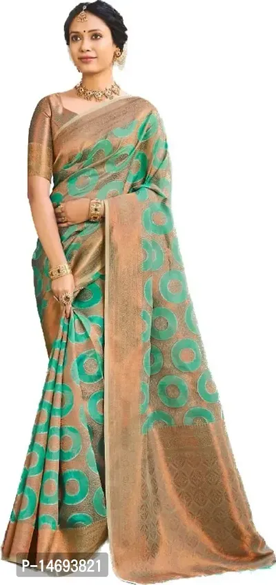 Stylish Lichi Silk Woven Design Saree With Blouse Piece For Women-thumb0