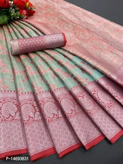 Stylish Lichi Silk Woven Design Saree With Blouse Piece For Women