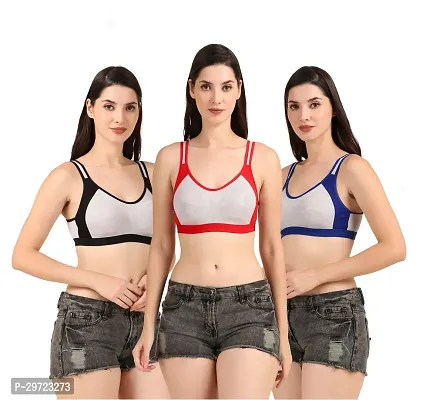 Stylish Cotton Blend Solid Bras for Women, Pack of 3-thumb0