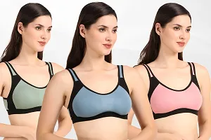 Stylish Cotton Blend Solid Bras for Women, Pack of 3-thumb2