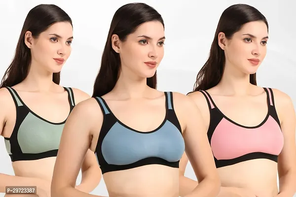 Stylish Cotton Blend Solid Bras for Women, Pack of 3-thumb3