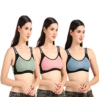 Stylish Cotton Blend Solid Bra for Women, Pack of 3-thumb1