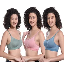 Stylish Cotton Blend Solid Bra for Women, Pack of 3-thumb3