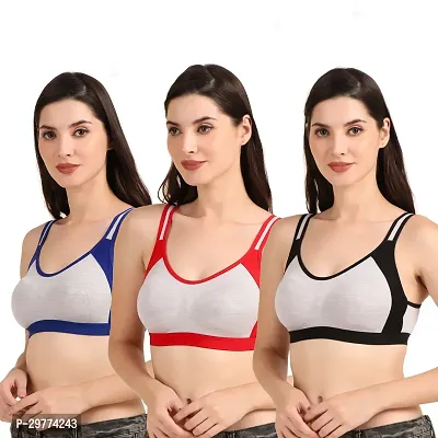 Stylish Cotton Blend Solid Bra for Women, Pack of 3-thumb4