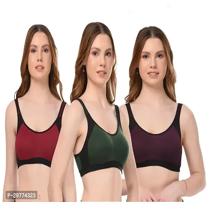 Stylish Cotton Blend Solid Bra for Women, Pack of 3-thumb0