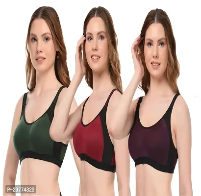 Stylish Cotton Blend Solid Bra for Women, Pack of 3-thumb3