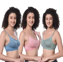 Stylish Cotton Blend Solid Bra for Women, Pack of 3-thumb3