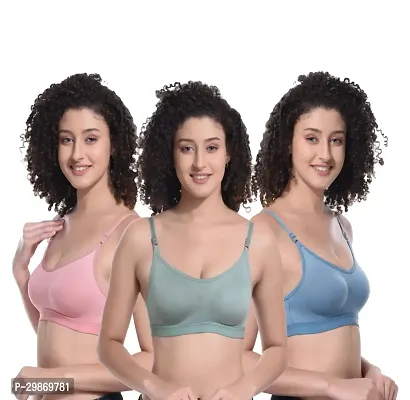 Stylish Cotton Blend Bra for Women Pack of 3-thumb0