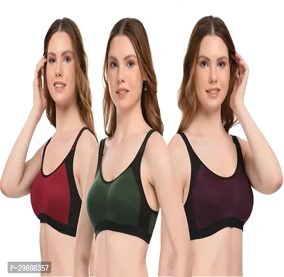 Stylish Cotton Blend Solid Bra for Women, Pack of 3-thumb0