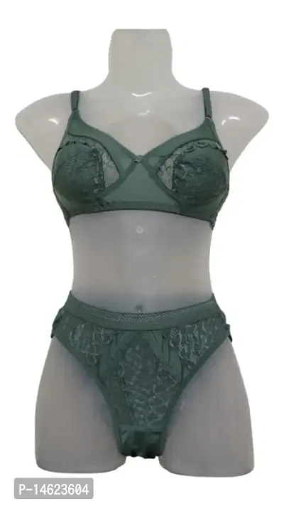 Sexy Lycra Net Shilpa Branded Bikini Set for Bridal green