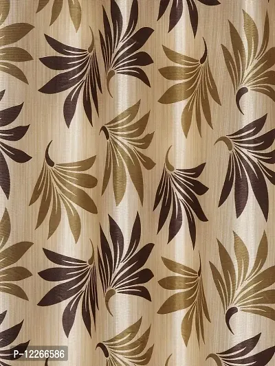 Cortina Leaf Print Window Curtain | Drapes for Home, Bedroom, Guest Rooms, Office Rooms | 5Ft | Balances Room Temperature | Streachable | Polyester | Room-Darkening | Pack of 2 | Brown 1-thumb2