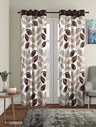 Cortina Polyester Print Grommet Eyelet Door Curtain, 210 X 115 cm, Brown, Pack of 2