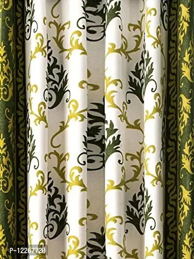 Cortina Two Pcs Curtains for Window, Print Polyester Window Curtains for Bedroom, Kitchen, Kids or Living Room - Green (115 cm x 150 cm)-thumb2