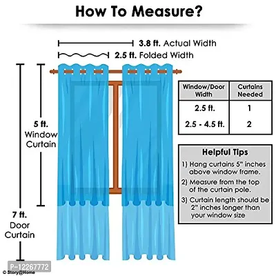 Cortina Polyester Decorative Eyelet Fitting Window Curtains, 1.6 Inch Gourment, Pack of 2 Printed Window Curtains for Bedroom, Kitchen, Kids or Living Room- Blue (150 X 115 cm)-thumb4