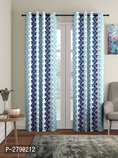 Blue Polyester Eyelet Fitting Long Door Curtain's - Pack Of 2-thumb0