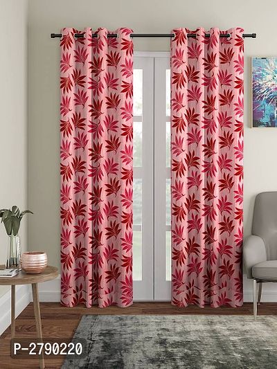 Pink Polyester Eyelet Fitting Long Door Curtain's - Pack Of 2-thumb0